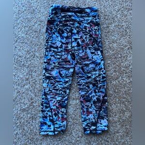 Lululemon Leggings Size 4 Blue Black Crop Break Free Nulux Culture Clash W6AJQS